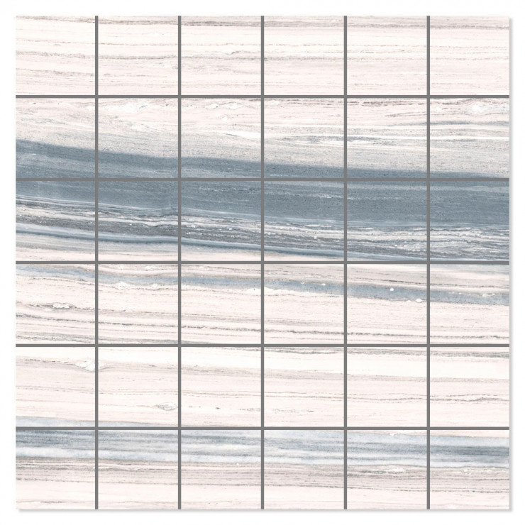 Marmor Mosaik Klinker Aurora Blå Polerad Rak 30x30 (5x5) cm-0
